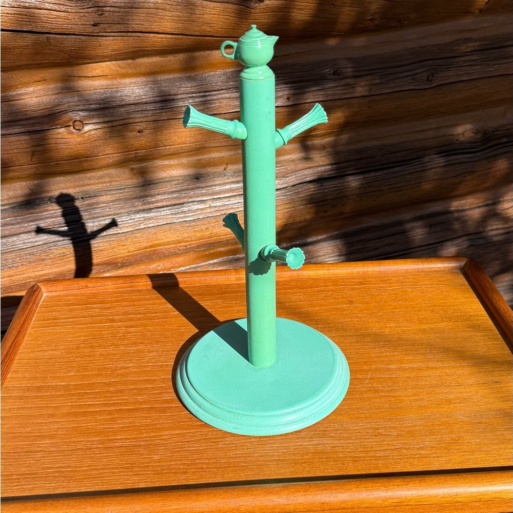 Fiestaware Vintage retired sea mist green Copco wooden mug rack